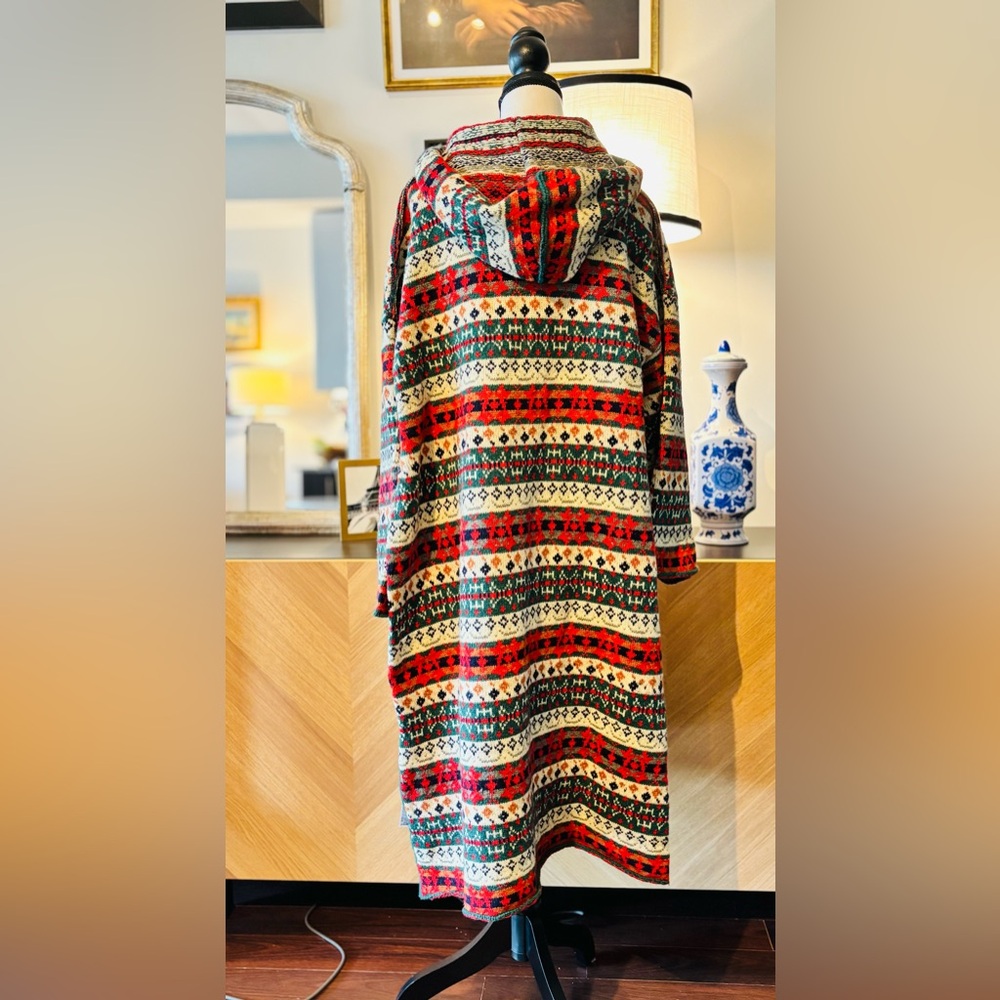 ZARA Nordic Colorful Hooded Poncho with Tassels - Picture 6 of 12